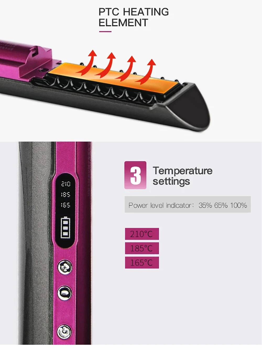 UKLISS Cordless Mini Hair Straightener & Curler – USB Rechargeable 2-in-1 Flat Iron for Travel & On-the-Go Styling
