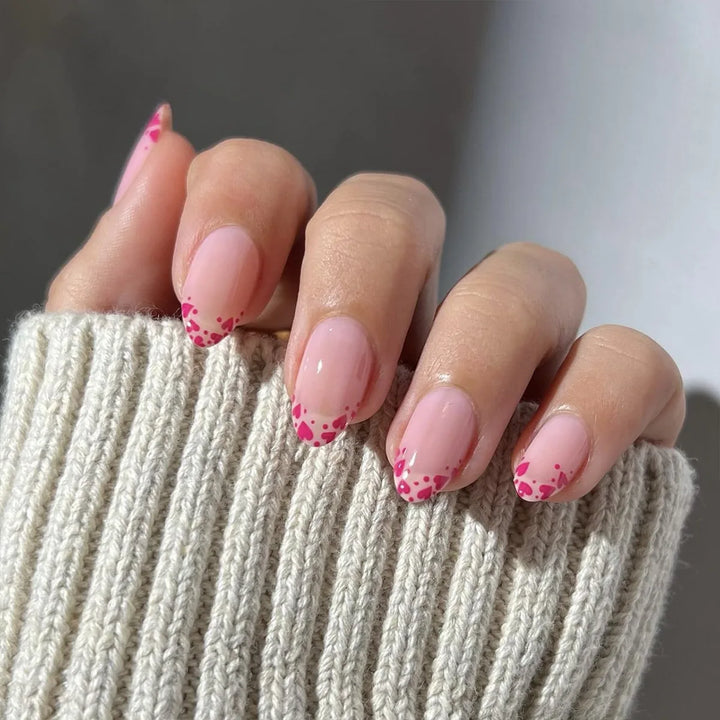 24pcs White French Tip Press-On Nails – Short Oval Shape Reusable Acrylic Full Cover Nails with Glue