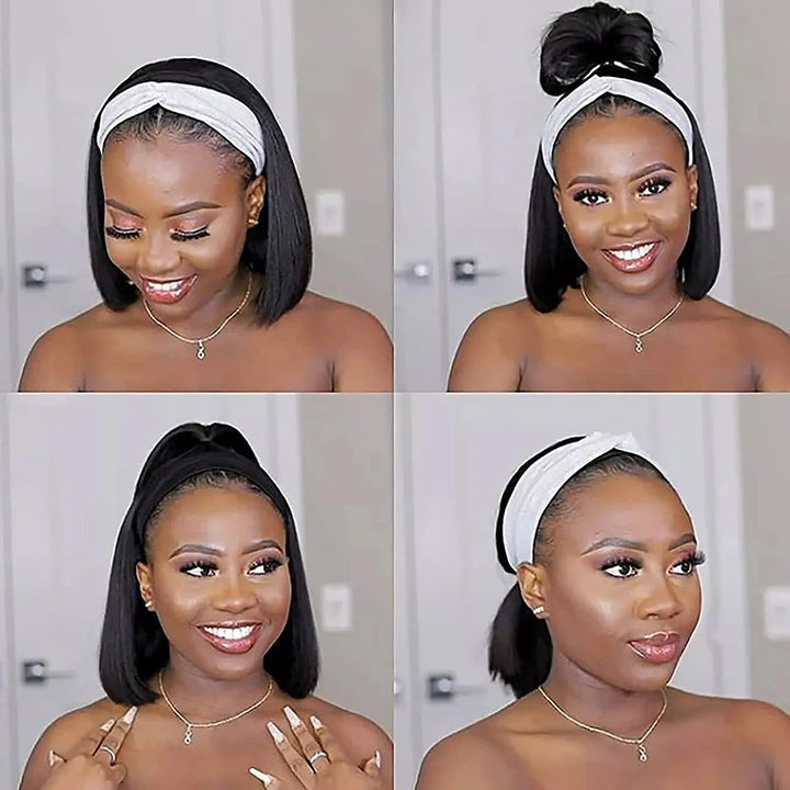 Effortless Chic Headband Bob – Straight Human Hair Wig