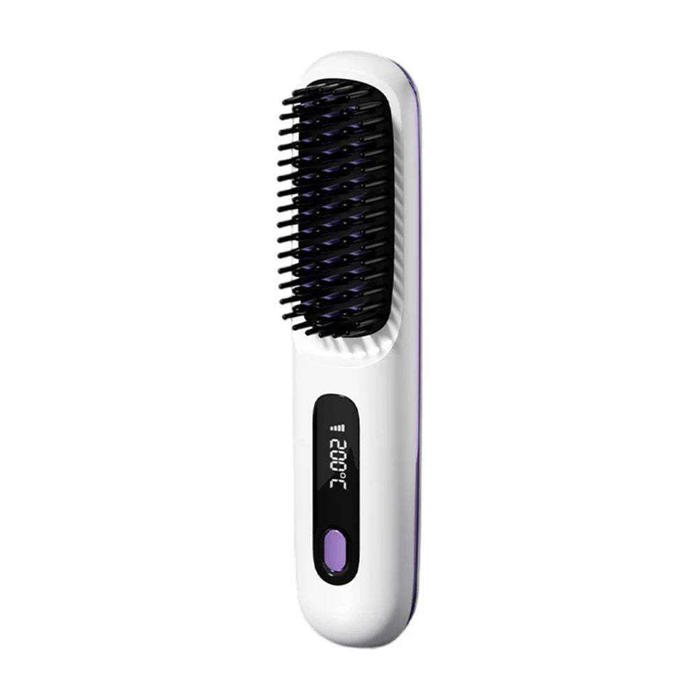 FreedomFlow Cordless Heat Brush – Rechargeable 3-Temp Straightening Comb