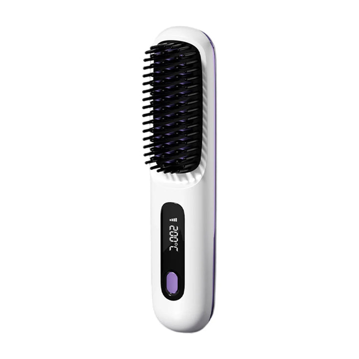 FreedomFlow Cordless Heat Brush – Rechargeable 3-Temp Straightening Comb