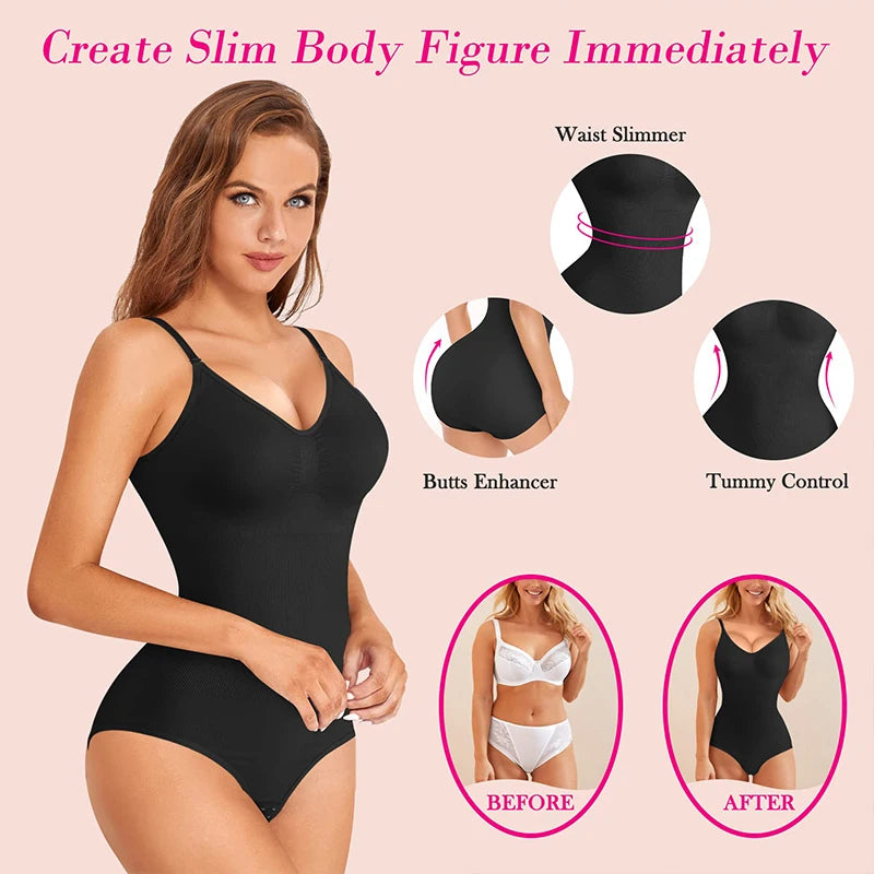 SculptEase™ Seamless Tummy Control Bodysuit – Waist Trainer Shapewear with Open Crotch & Butt Lift