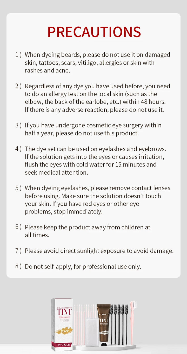 ICONSIGN 3-in-1 Tint Kit for Brows, Lashes & Beard – Long-Lasting Color in Minutes
