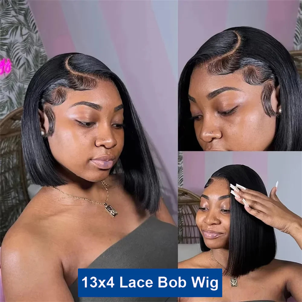 Essential Elegance Bob – Straight 100% Human Hair Wig with Transparent Lace