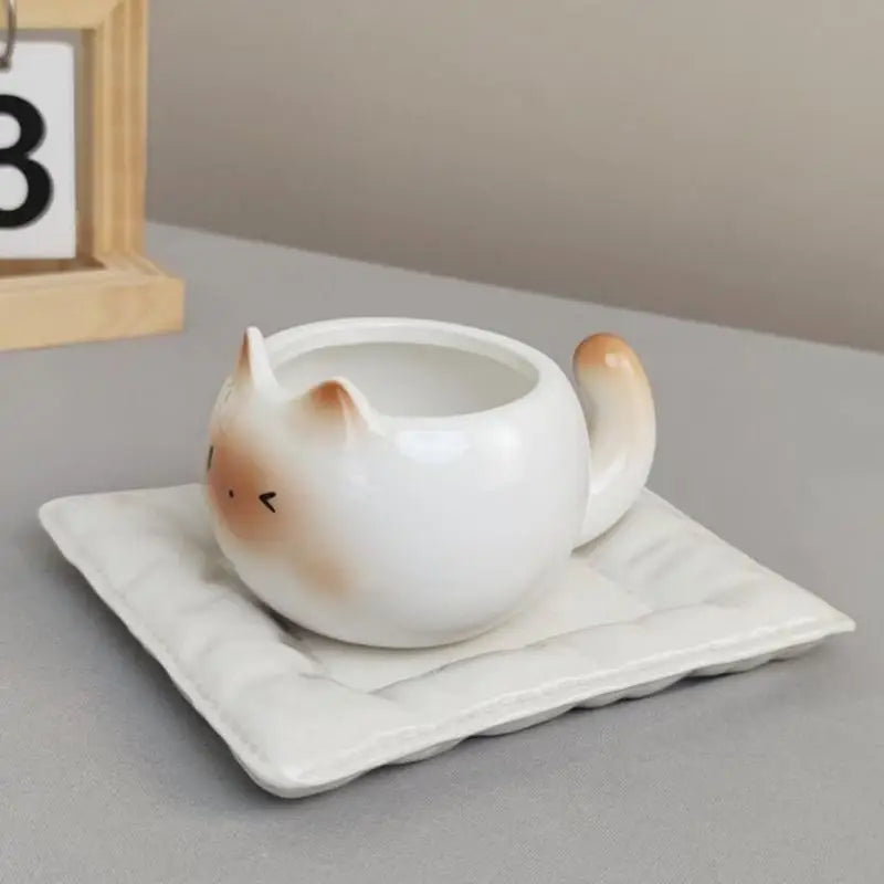 WhimsiCat Ceramic Mug – Charming Siamese Cat Coffee Cup (210ml)