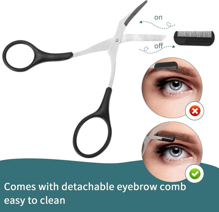 Precision Brow Sculptor – Stainless Steel Trimming Scissors with Comb