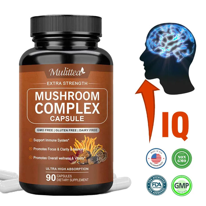 EmpowerEase 10X Mushroom Complex Capsules – Focus, Energy & Immune Support