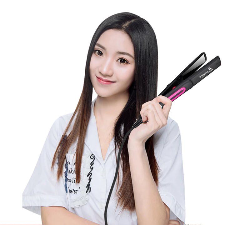 GlowFlex 2-in-1 Mini Hair Straightener & Curler – Anti-Scald, Dual-Use Styling Tool