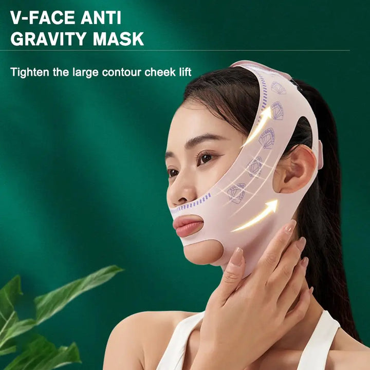 V-Line Face Sculpting Sleep Mask – Pink Facial Slimming Strap for Chin Lift, Contour Shaping & Skin Tightening