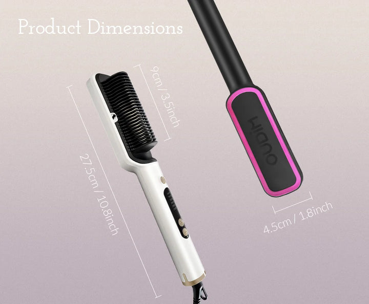 OUDIM Ionic Hair Straightener Brush – 6 Heat Settings | Anti-Scald, Fast Heating, Frizz Control & Smooth Styling