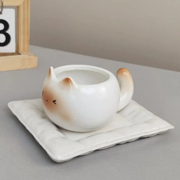 WhimsiCat Ceramic Mug – Charming Siamese Cat Coffee Cup (210ml)