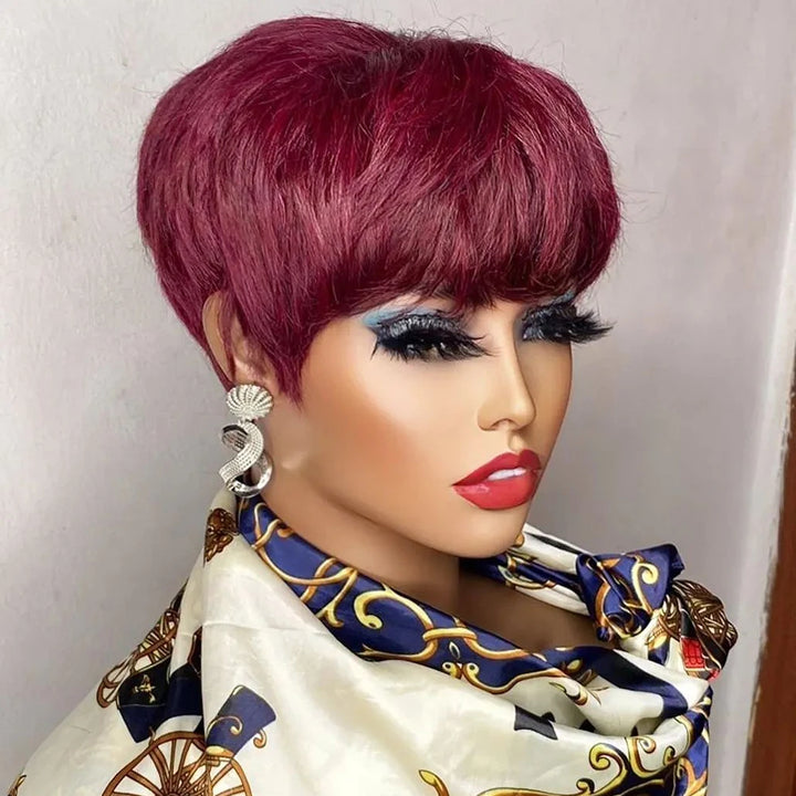 Luxe Confidence Pixie Wig – Short Brazilian Remy Hair with Bangs