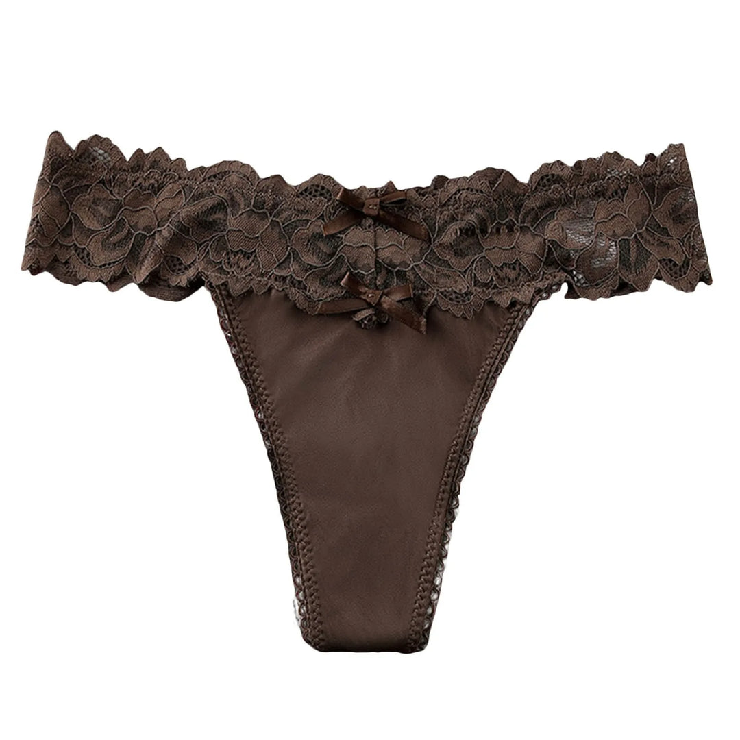 Ice Silk Lace Thong Panties for Women – Low Rise, Breathable & Sexy Embroidered Lingerie