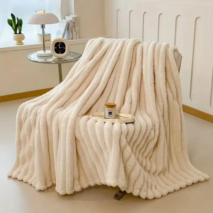 Luxurious Faux Rabbit Fur Throw Blanket - Soft, Warm & Cozy for Couch, Bed, Office, and Travel - Versatile All-Season Gift,
