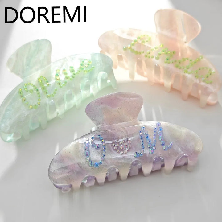 Crystal Name Hair Clip – Custom Rhinestone Letter Hairpin for Women