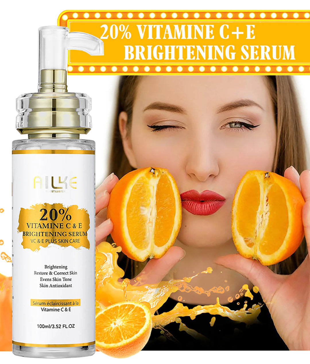 AILKE Vitamin C & E Organic Skin Care Kit – 4-in-1 Brightening Body Set