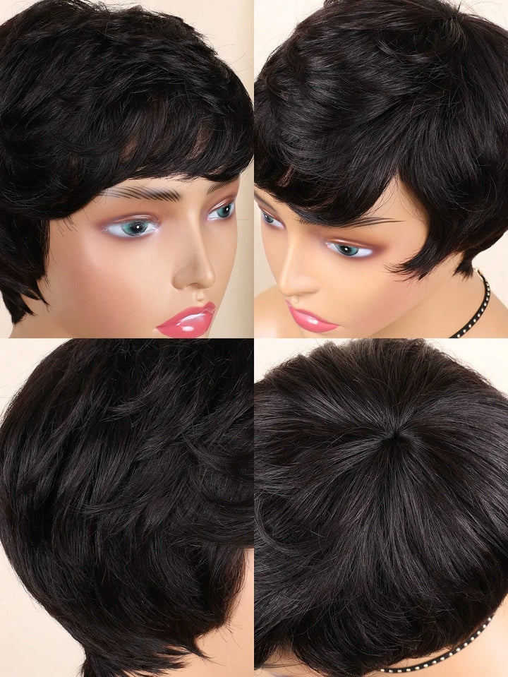 Polished Power Pixie – Straight Human Hair Wig with Bangs