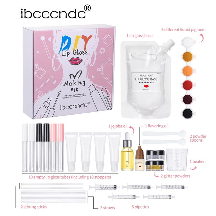 GlamLab DIY Lip Gloss Kit – Complete Moisturizing Lip Tint & Glitter Making Set