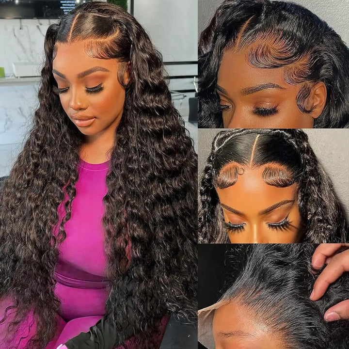 Cascade Deep Wave Lace Front Wig – HD Lace, 200% Density, 26”+ Brazilian Remy Hair