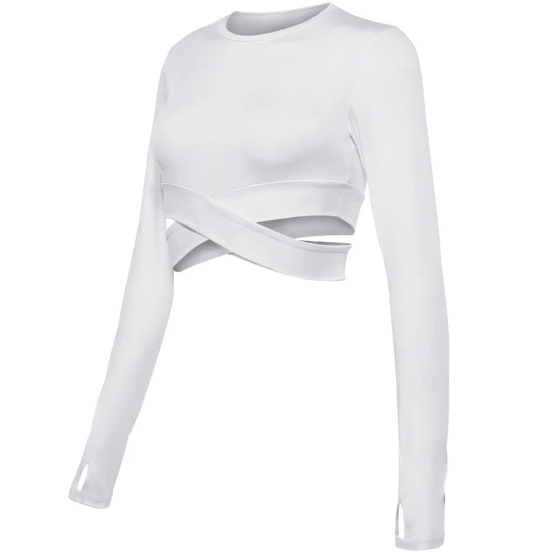 Women's Long Sleeve Crop Top – Quick-Dry Yoga & Fitness Shirt