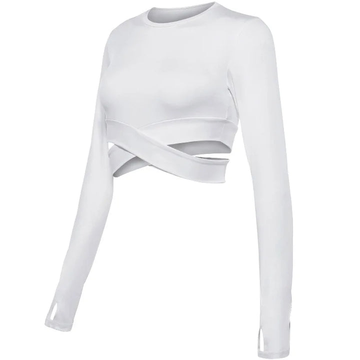 Women's Long Sleeve Crop Top – Quick-Dry Yoga & Fitness Shirt