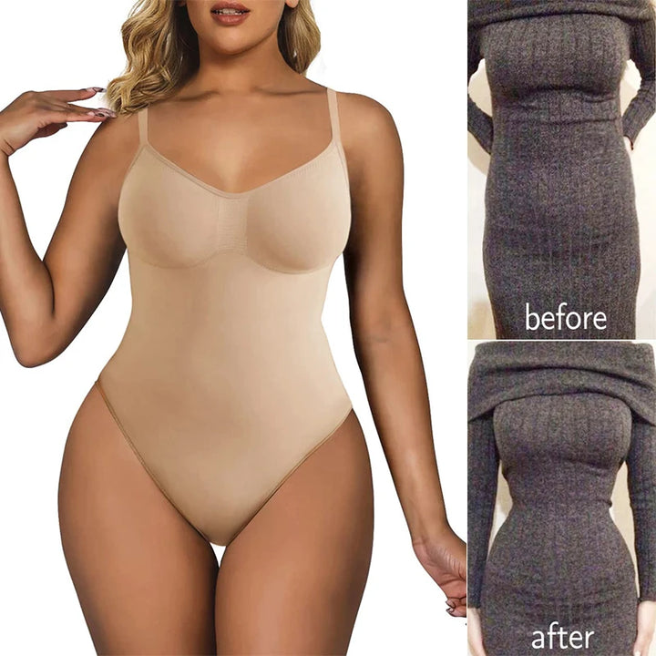 SculptEase™ Seamless Tummy Control Bodysuit – Waist Trainer Shapewear with Open Crotch & Butt Lift