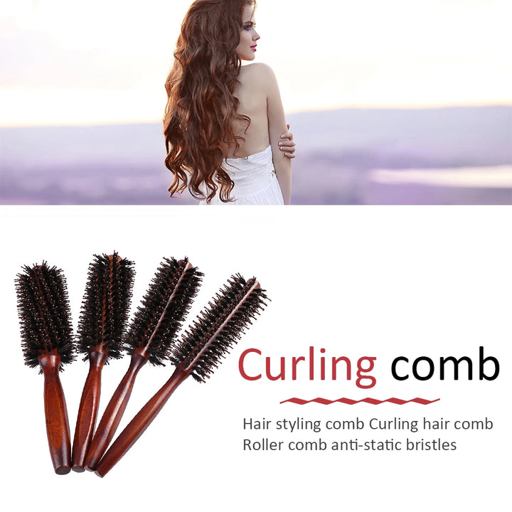 LuxeStyle Boar Bristle Round Brush – Anti-Slip Styling & Detangling Brush for Smooth, Glossy Hair