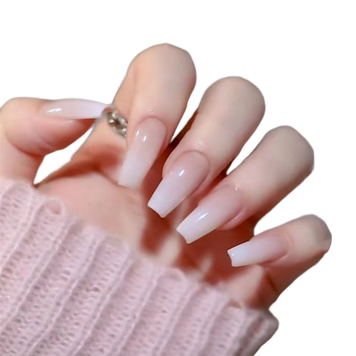 Long Square Press-On Nails – Gradual Color Detachable False Nails for Salon-Quality Manicure at Home (24pcs, 12 Sizes)