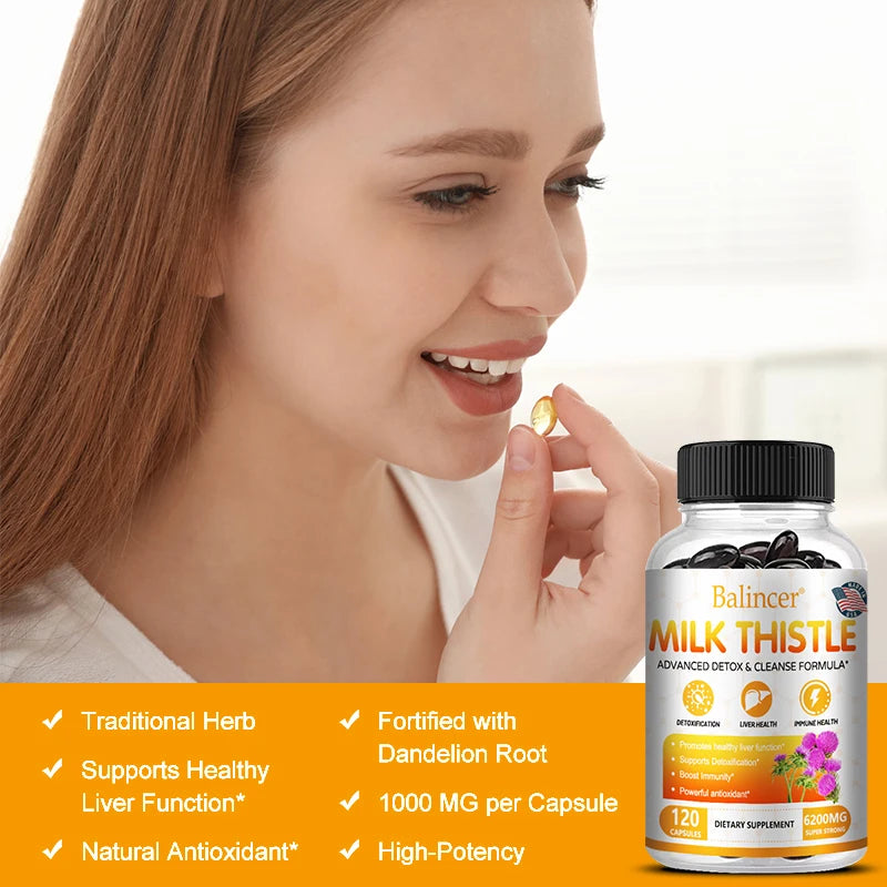 EmpowerEase Milk Thistle Liver Detox Supplement – 6200mg, 120 Capsules