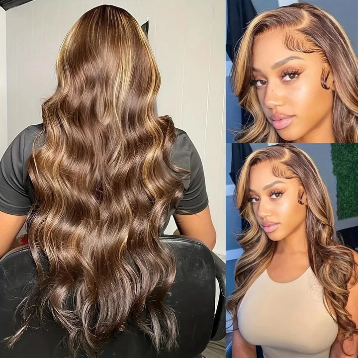 Radiance Honey Body Wave Wig – 30" HD Lace Front in Ombre 4/27