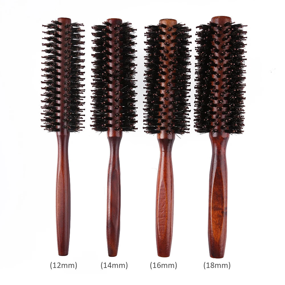 LuxeStyle Boar Bristle Round Brush – Anti-Slip Styling & Detangling Brush for Smooth, Glossy Hair