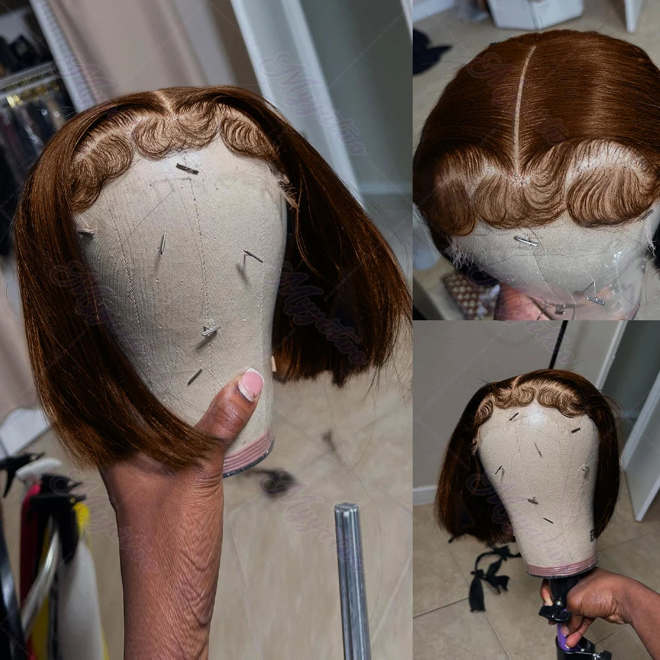 Luxe Volume Bob – Chocolate Brown HD Lace Wig, 250% Density