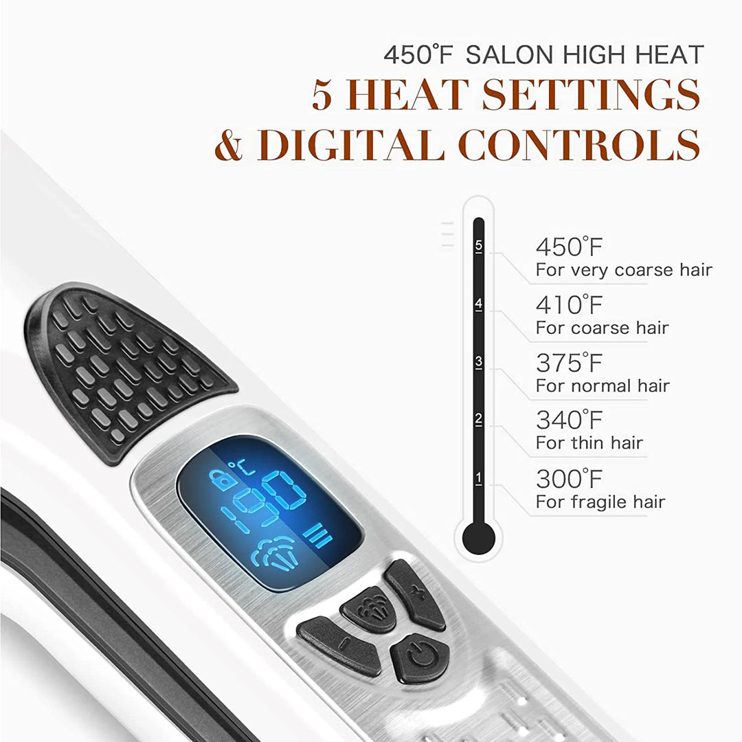 UKLISS Professional Steam Hair Straightener Comb – 2-in-1 Titanium Ceramic Flat Iron with Steam Technology for Silky, Frizz-Free Styling