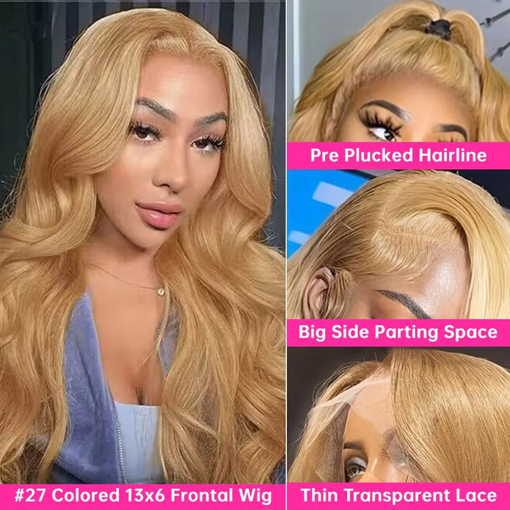 Honey Blonde Body Wave HD Lace Wig – 26” Luxury Human Hair
