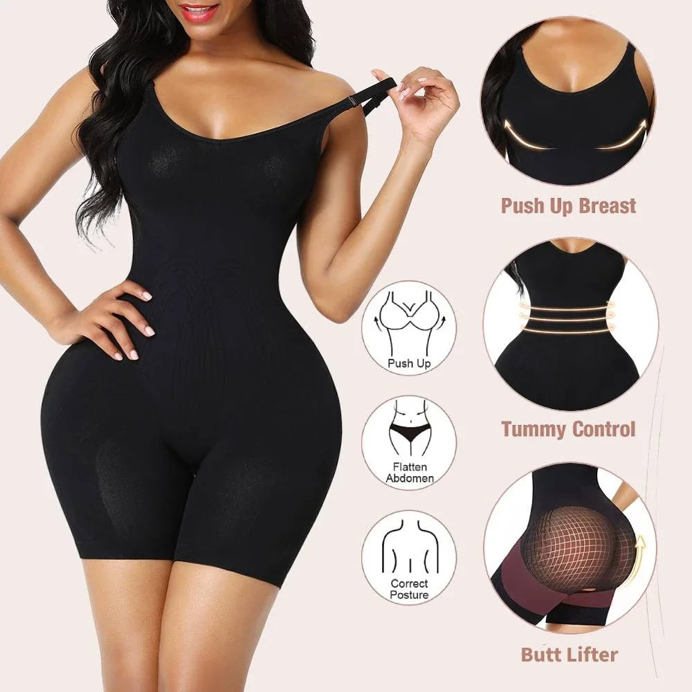 EmpowerEase Seamless Low-Back Full Body Shaper – Butt Lifter & Tummy Control Bodysuit
