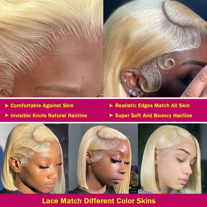 Radiant Blonde Bob – 13x4 Lace Front Brazilian Remy Wig