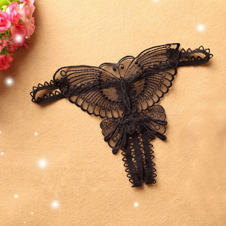 Butterfly Embroidered Open Crotch Panties – Sexy Low Waist Hollow-Out Thong Lingerie