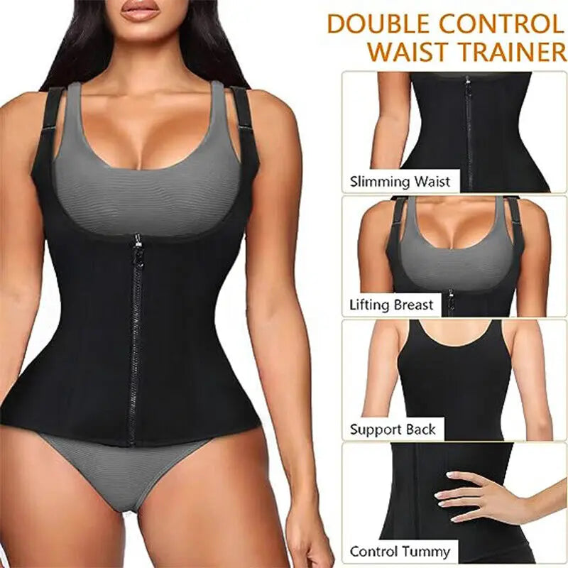 Women's Sauna Waist Trainer Vest – Black Neoprene Shaper