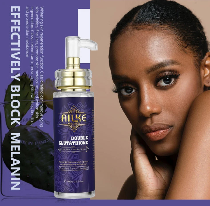 AILKE Brightening Face & Body Whitening Serum – Glutathione, Vitamin C & Aloe Vera | Fades Dark Spots & Evens Skin Tone (100ml)