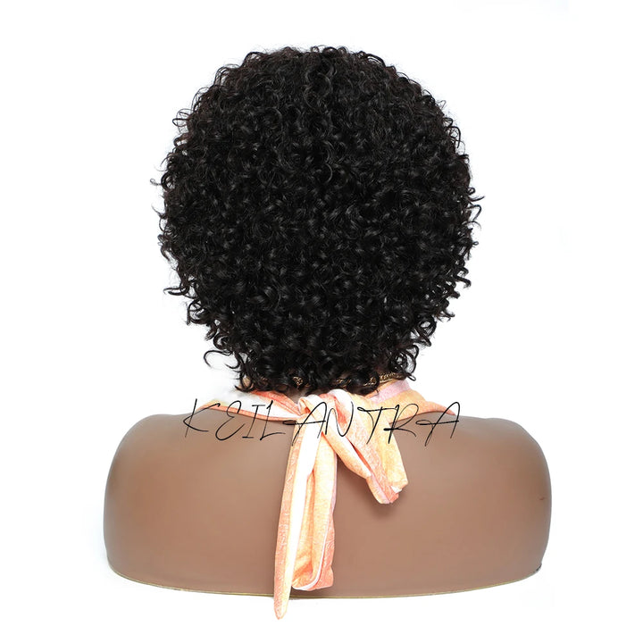 Power Pixie Curl Wig – Short Bouncy Remy Human Hair with Bangs