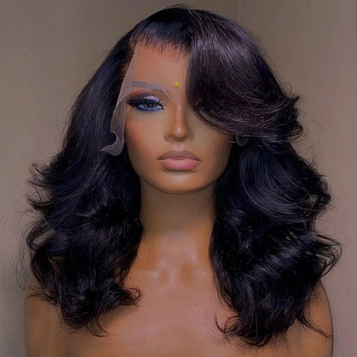 Luxe Body Wave Bob Wig with Transparent Lace – Virgin Brazilian Remy, 180% Density