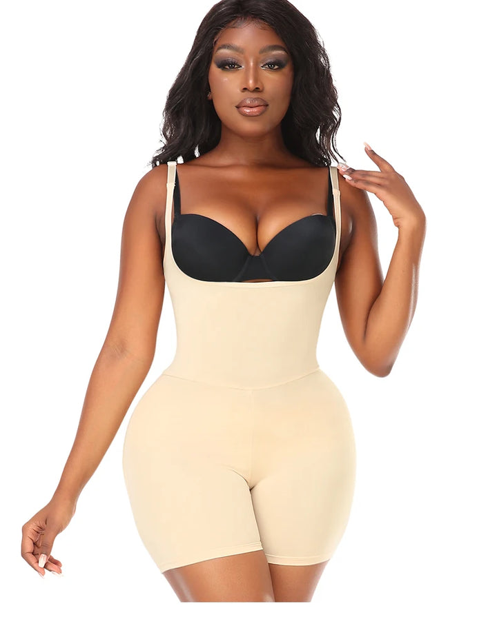 Butt-Lifting Shapewear Bodysuit with Pads – Open Crotch & Adjustable Straps