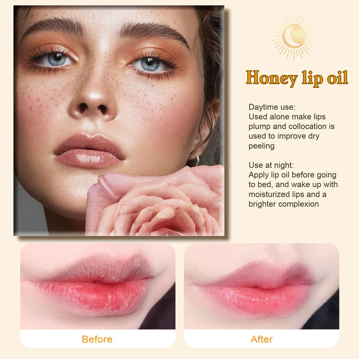 Honey Lip Oil – Long-Lasting Moisturizing Lip Balm with Beeswax & Olive Oil – Transparent Lip Care for Smooth, Plump Lips (5g)