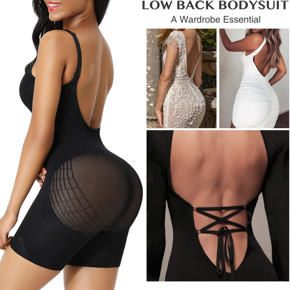 EmpowerEase Seamless Low-Back Full Body Shaper – Butt Lifter & Tummy Control Bodysuit