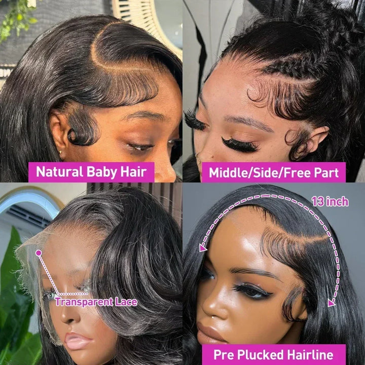 LuxeBody HD Lace Frontal Wig – 250% Density Body Wave Human Hair