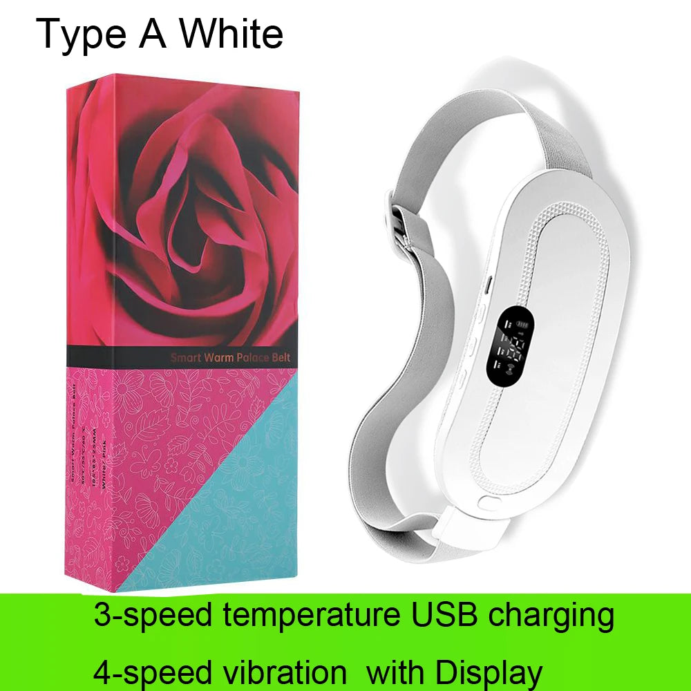 Electric Period Cramp Massager – Vibrating Heating Pad Waist & Abdominal Warm Palace Belt for Menstrual Pain Relief