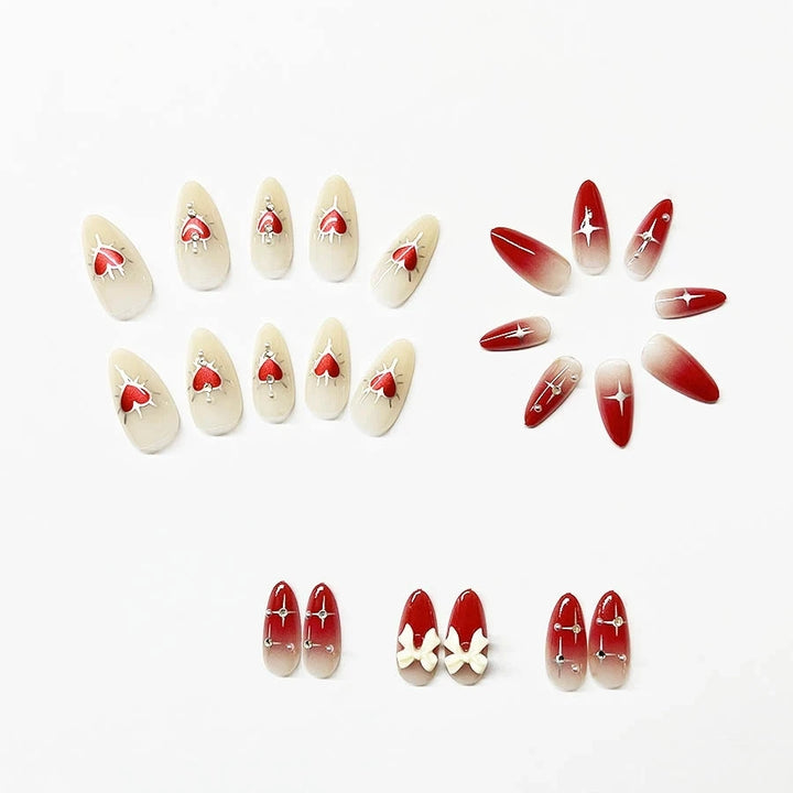 Pink Almond Butterfly Ballet False Nails – 24pcs French Design Press-On Set