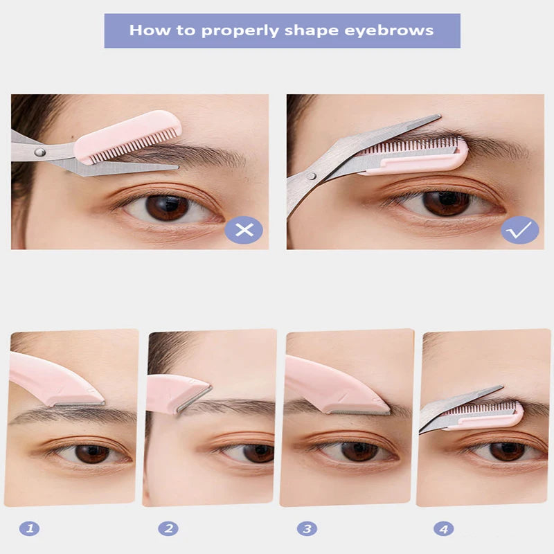 Precision Crescent Brow Shaper – Manual Trimmer with Comb