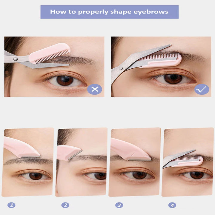 Precision Crescent Brow Shaper – Manual Trimmer with Comb