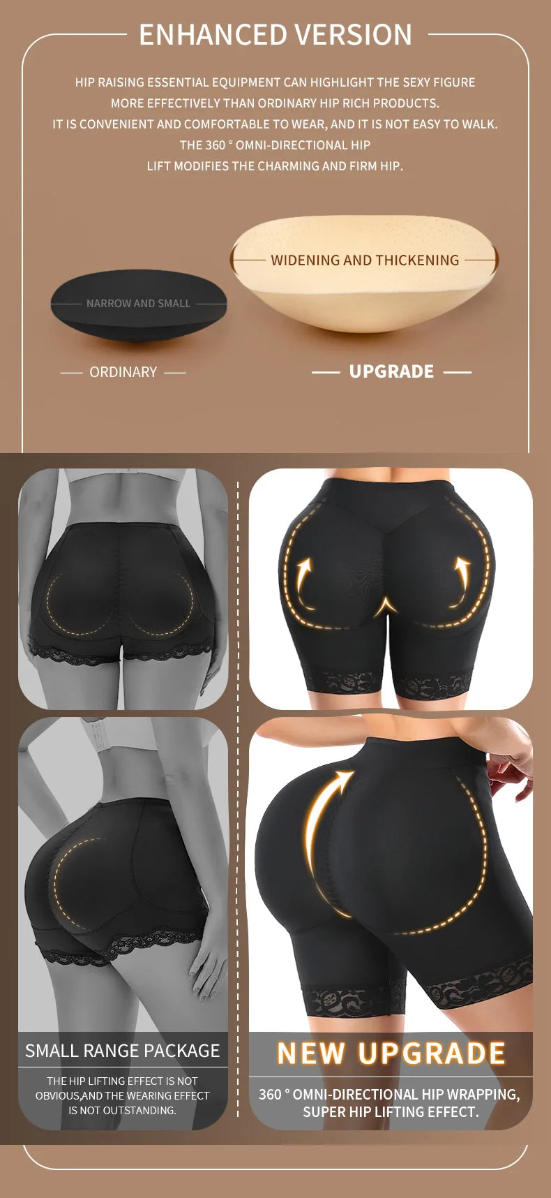 Women’s Butt Lifter Padded Lace Shapewear – Seamless Booty Enhancer Shorts
